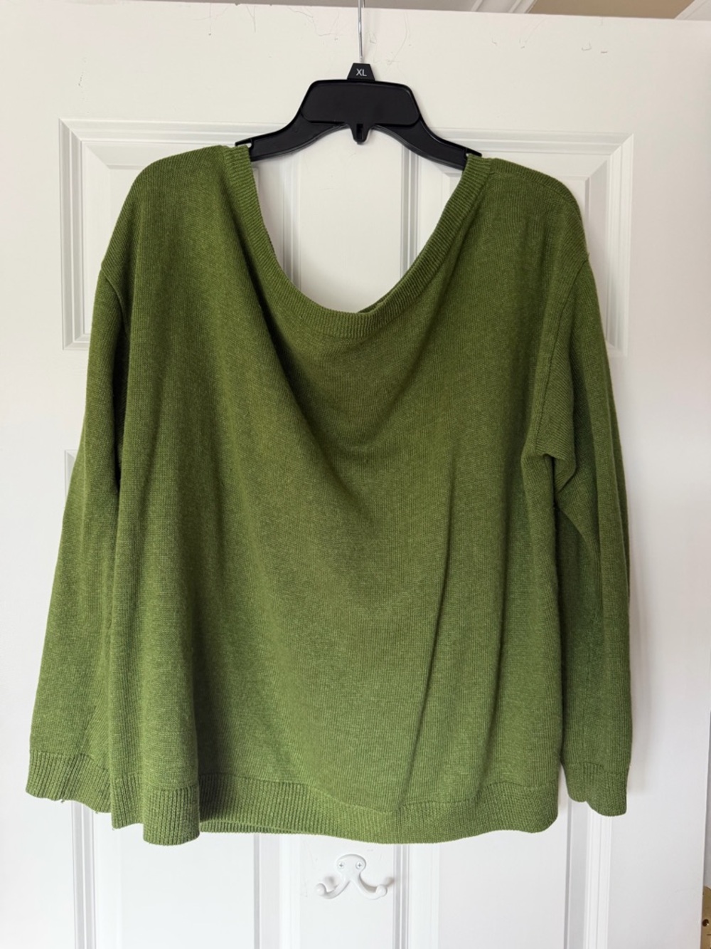 Alice + Olivia Olive Green Off-the-Shoulder Knit Sweater